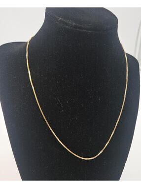 14K Gold Box Chain 18” 1mm Necklace Midas Turkey Minimalist Layering Chain